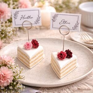Vanilla Flower Layer Cake Place Card Holder – Set of 2 Mini Cake Food Label